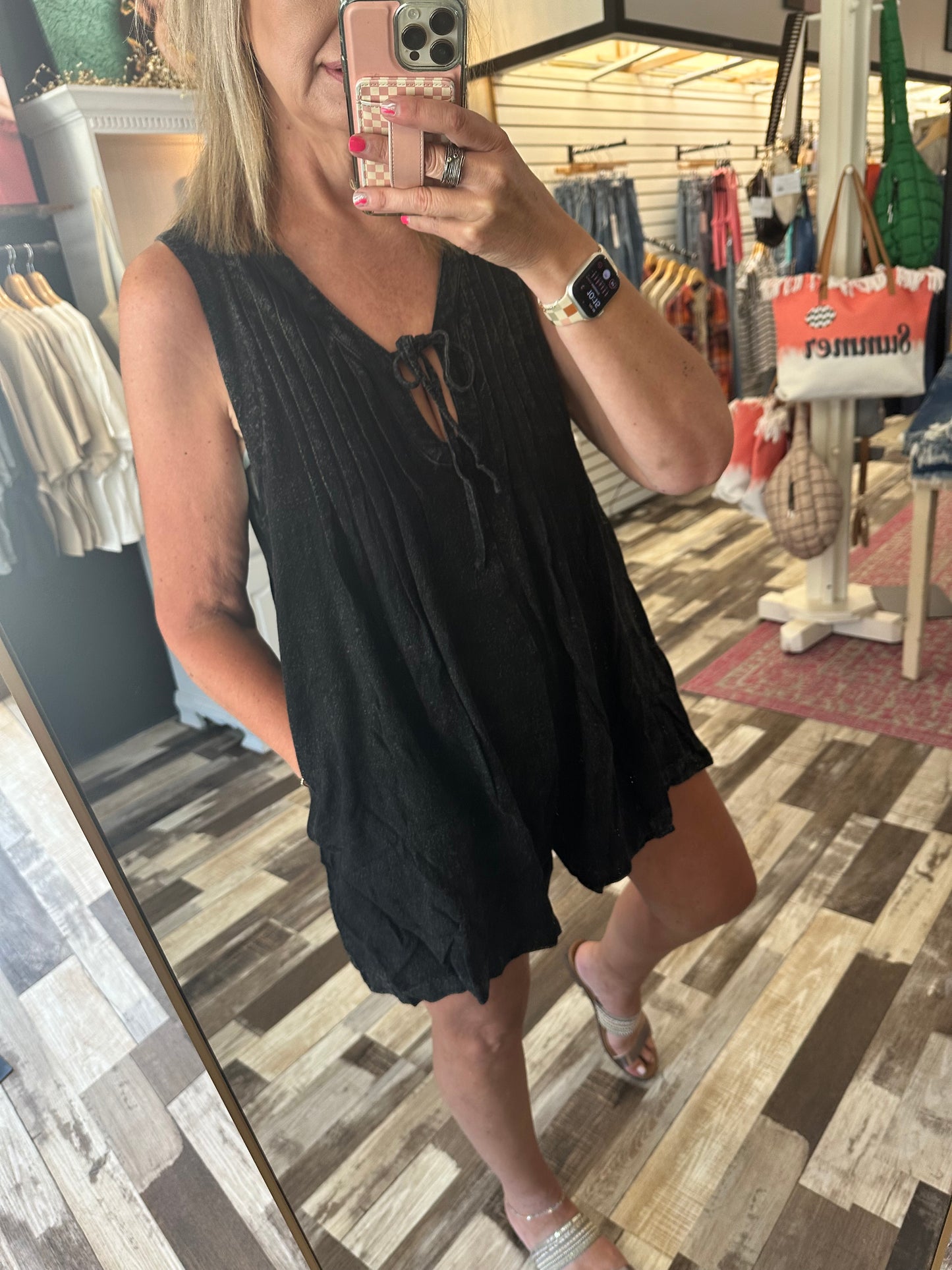 The Gwen Pleated Mineral Wash Romper