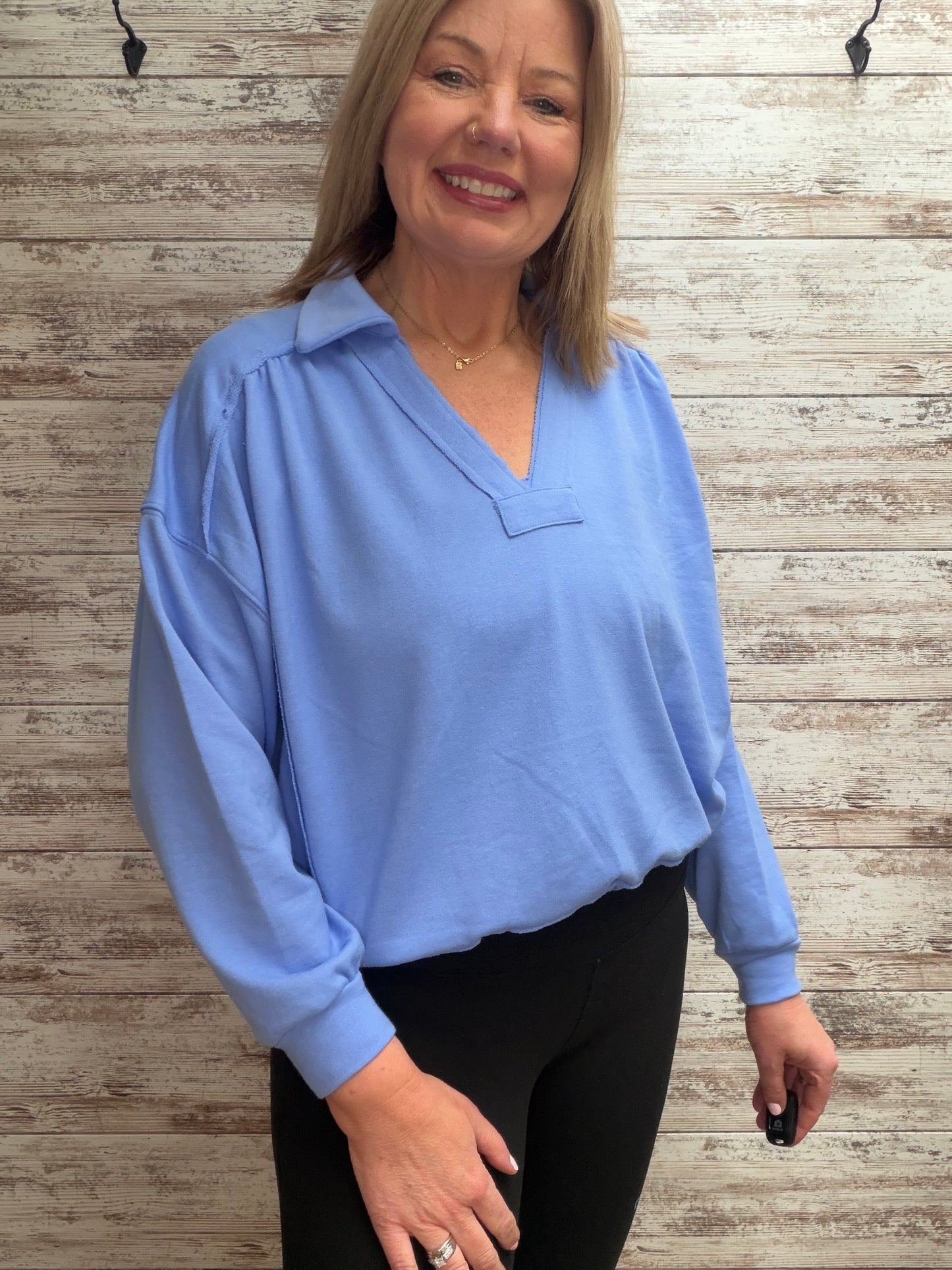 French Terry Collared Pullover