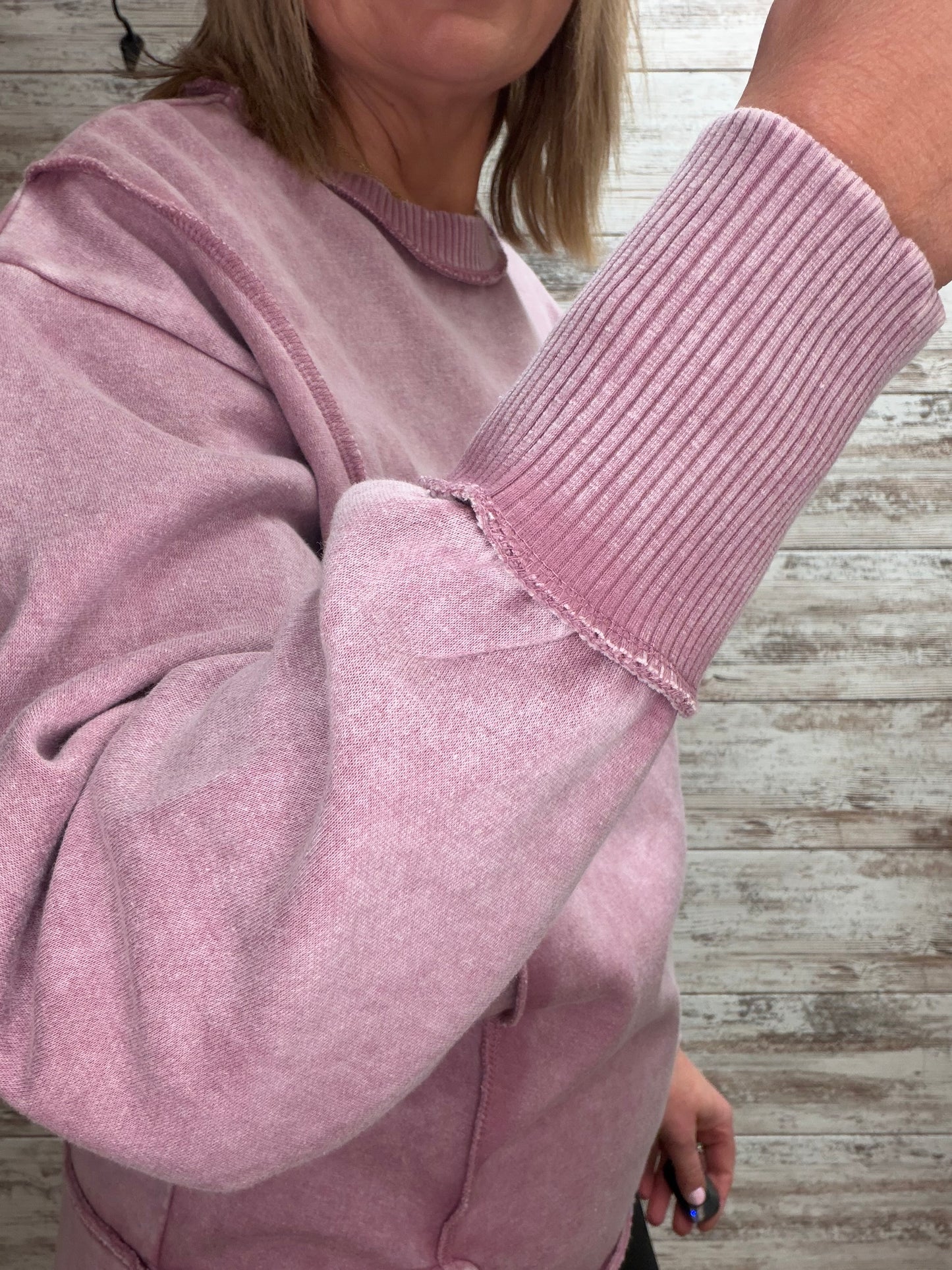 Acid Washed Exposed Seam Sweatshirt