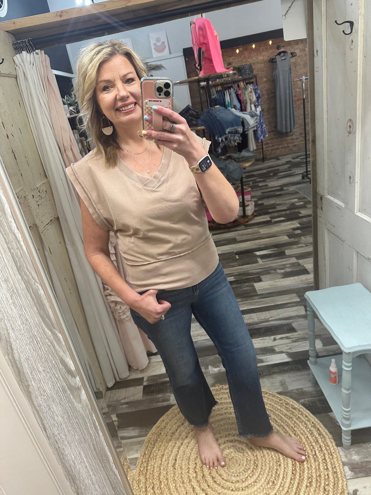 Risen High Rise Crop Straight Jeans