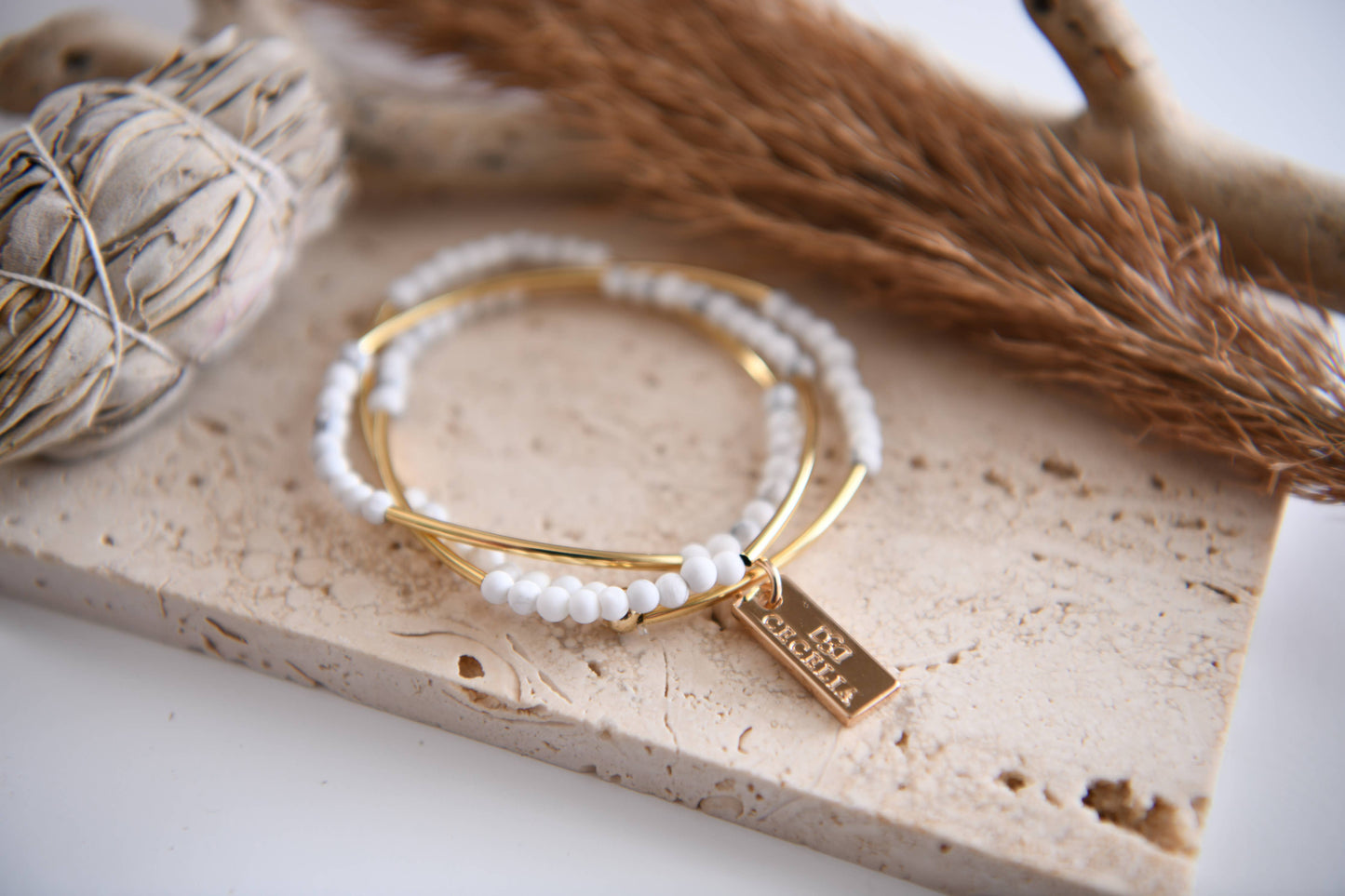 Gemstone and Gold Plated Triple Wrap Bracelets