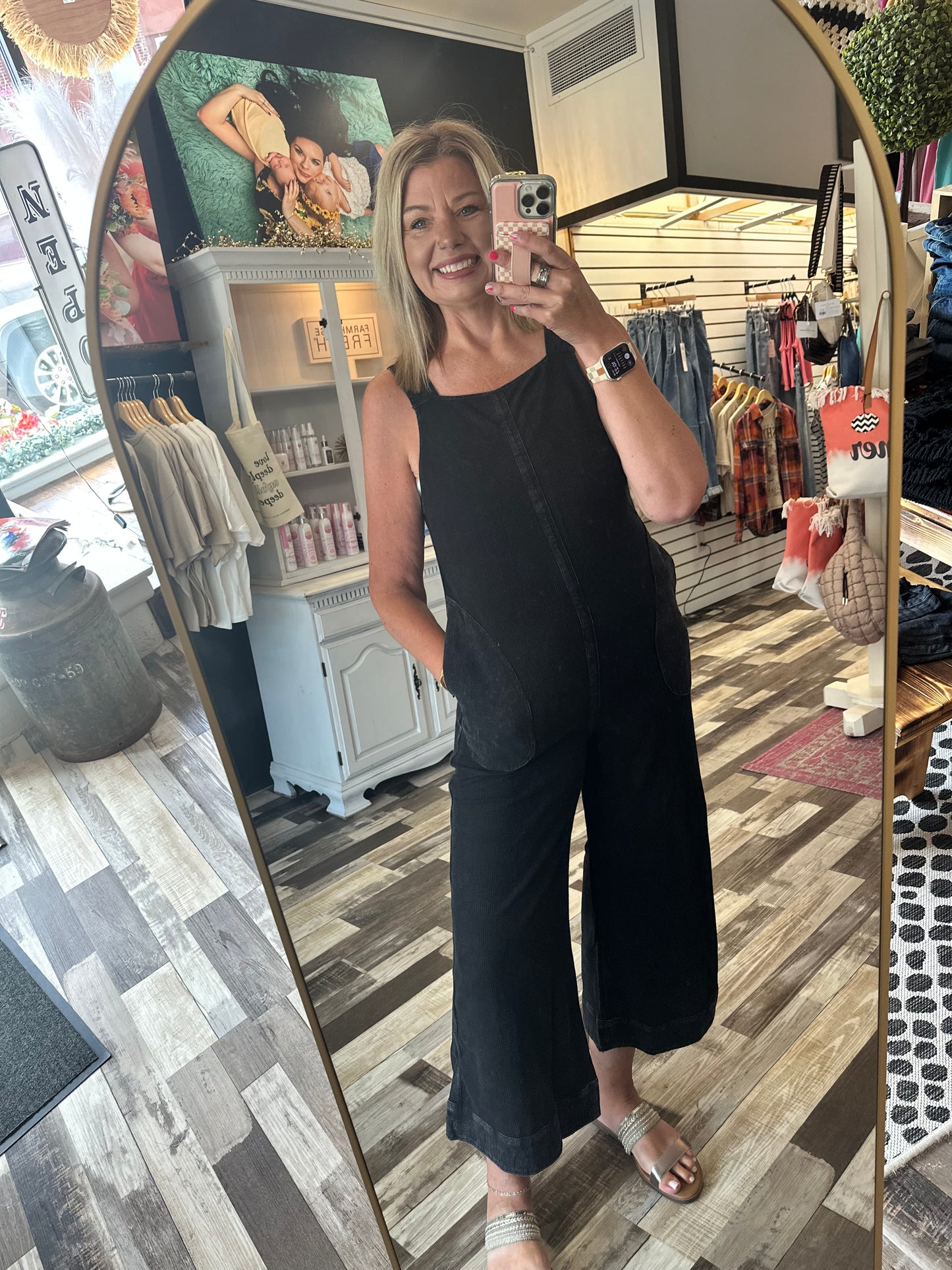 The Callie Mineral Washed Waffle Knit Jumpsuit