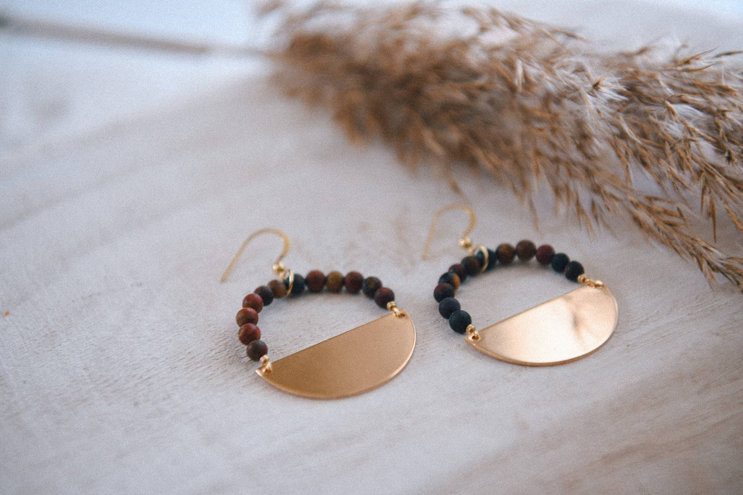 Stella Beaded Half Moon Hoop Earrings