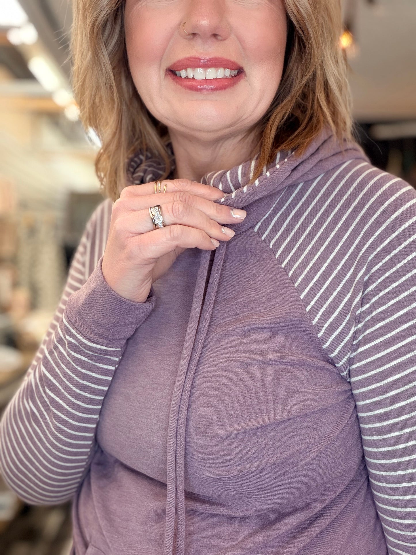 Striped Drawstring Hoodie