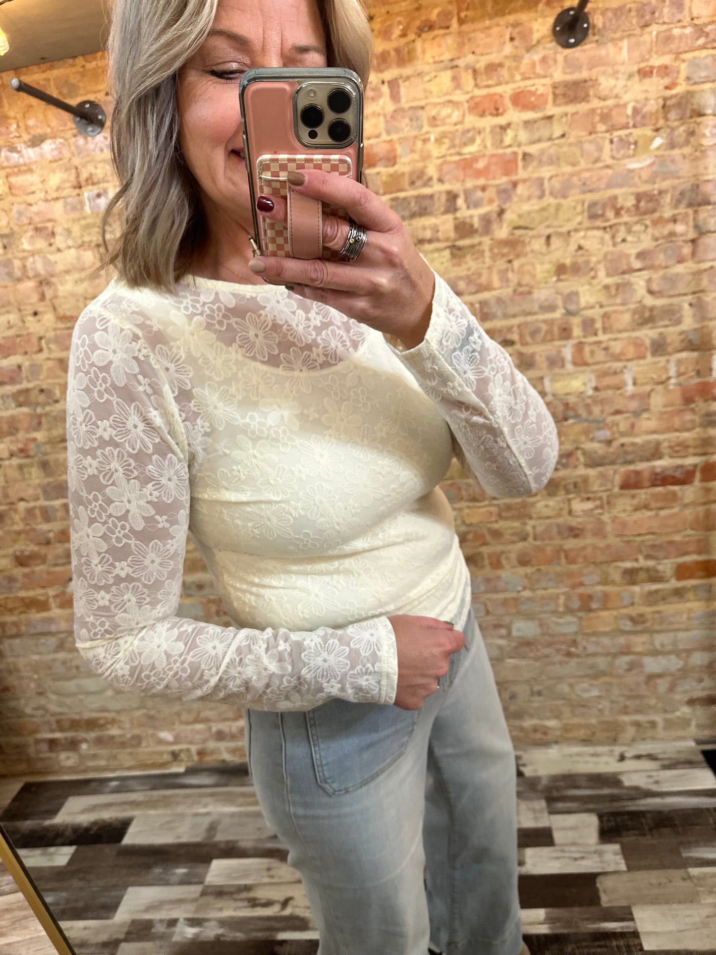 The Lyla Floral Jacquard Comfy Stretch Knit Top