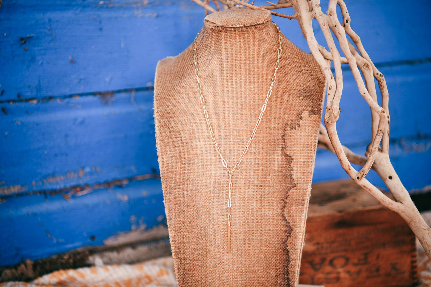 Gold Bar Paperclip Chain Necklace