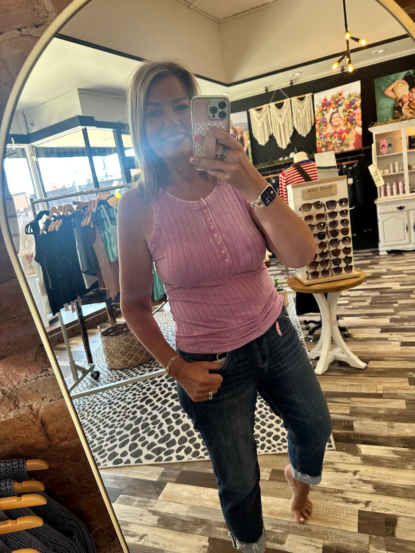 Washed Ribbed Scoop Neck Top