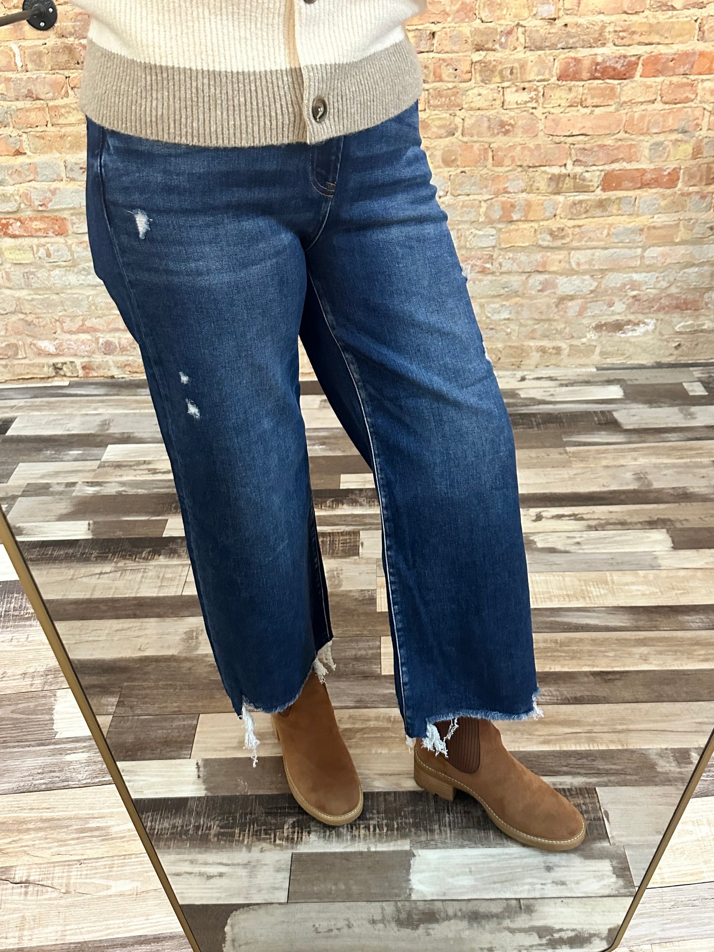 Risen High Rise Crop Wide Leg Jeans