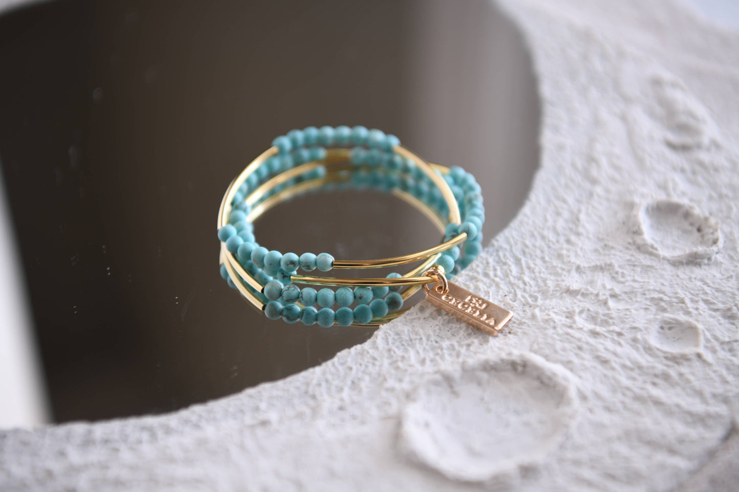 Gemstone and Gold Plated Triple Wrap Bracelets