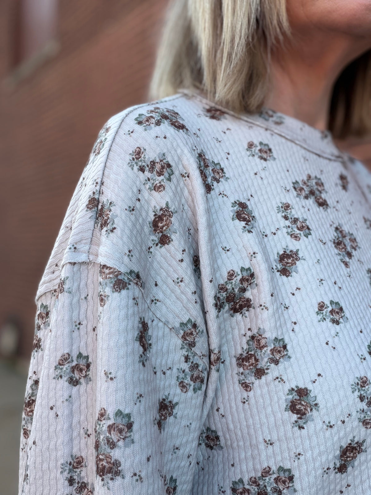 The Tatum Floral Print Textured Knit Top