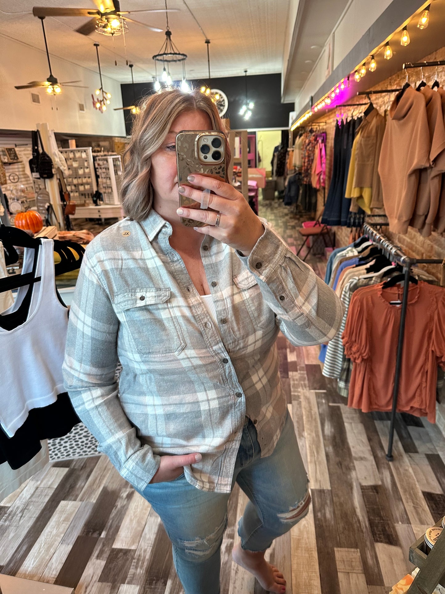Grey Pink Hand Bleached Flannel