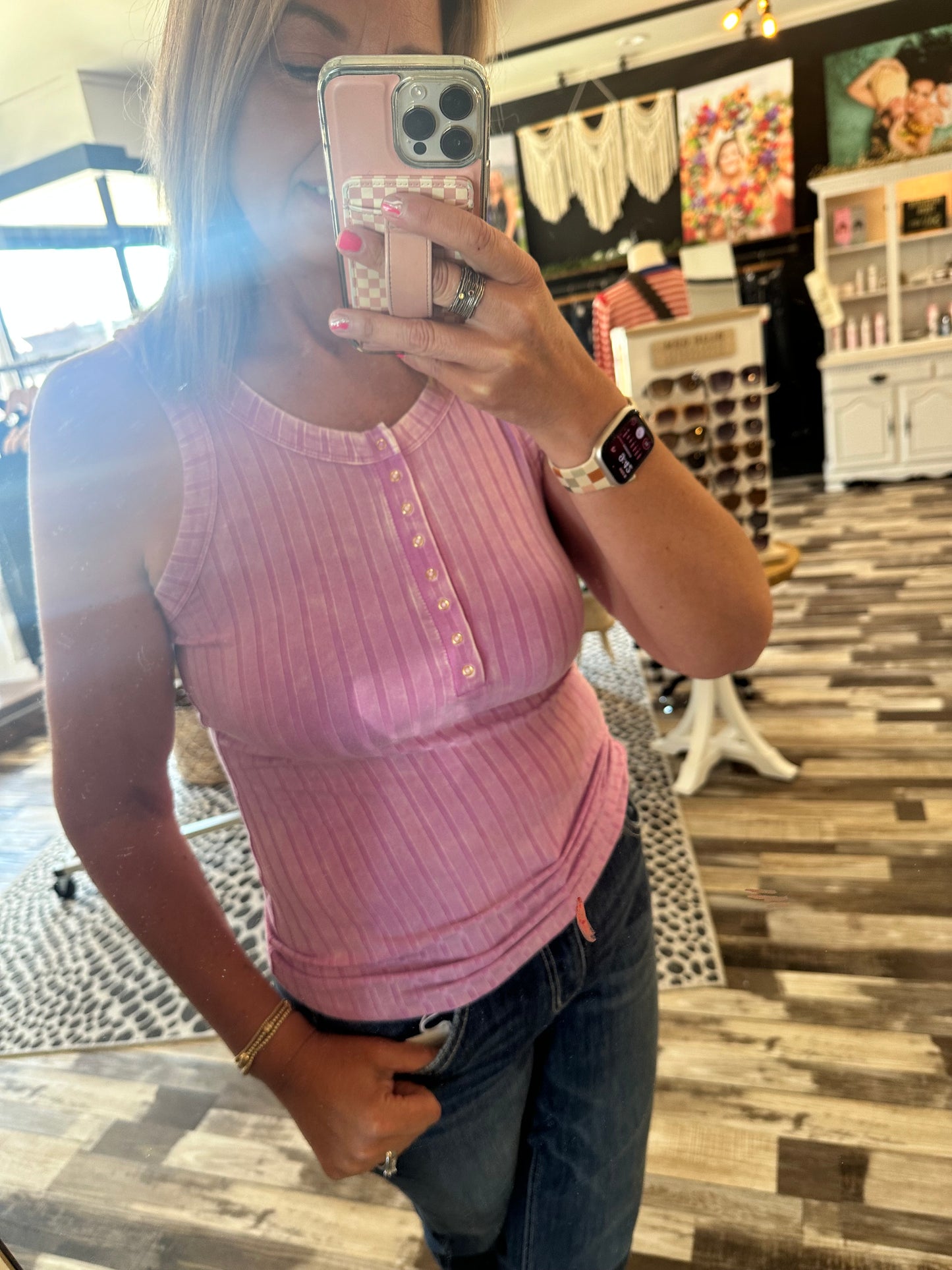 Washed Ribbed Scoop Neck Top