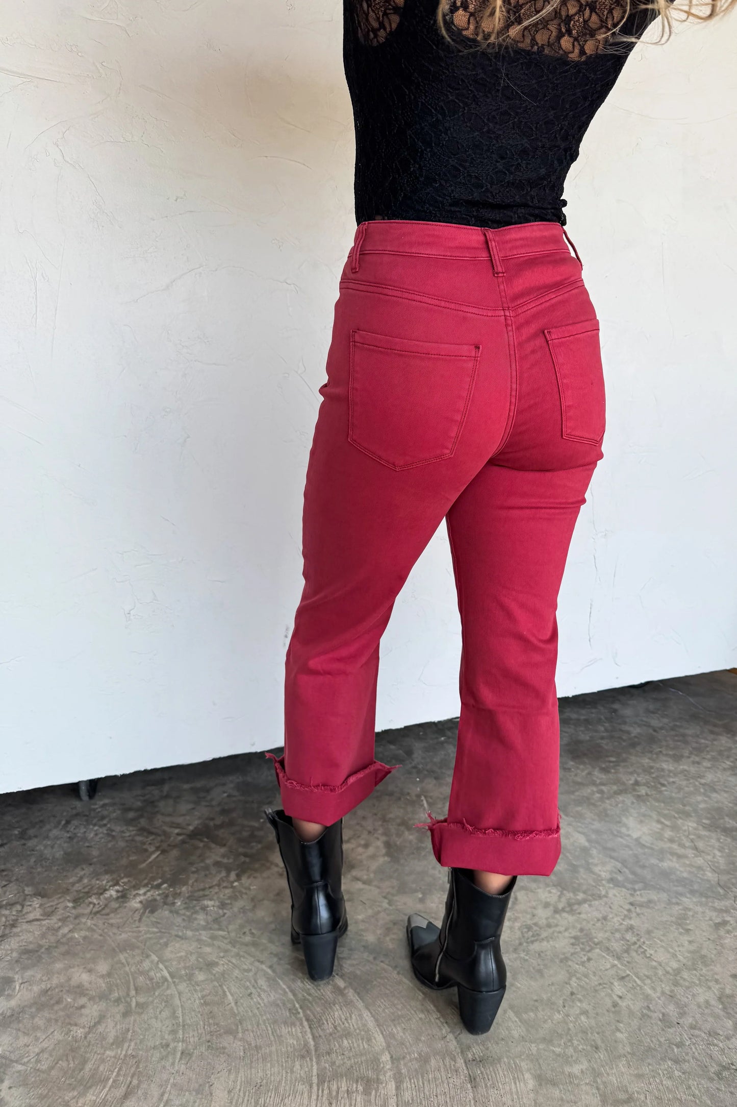 Burgundy Urban Non-Distressed Crop Jean