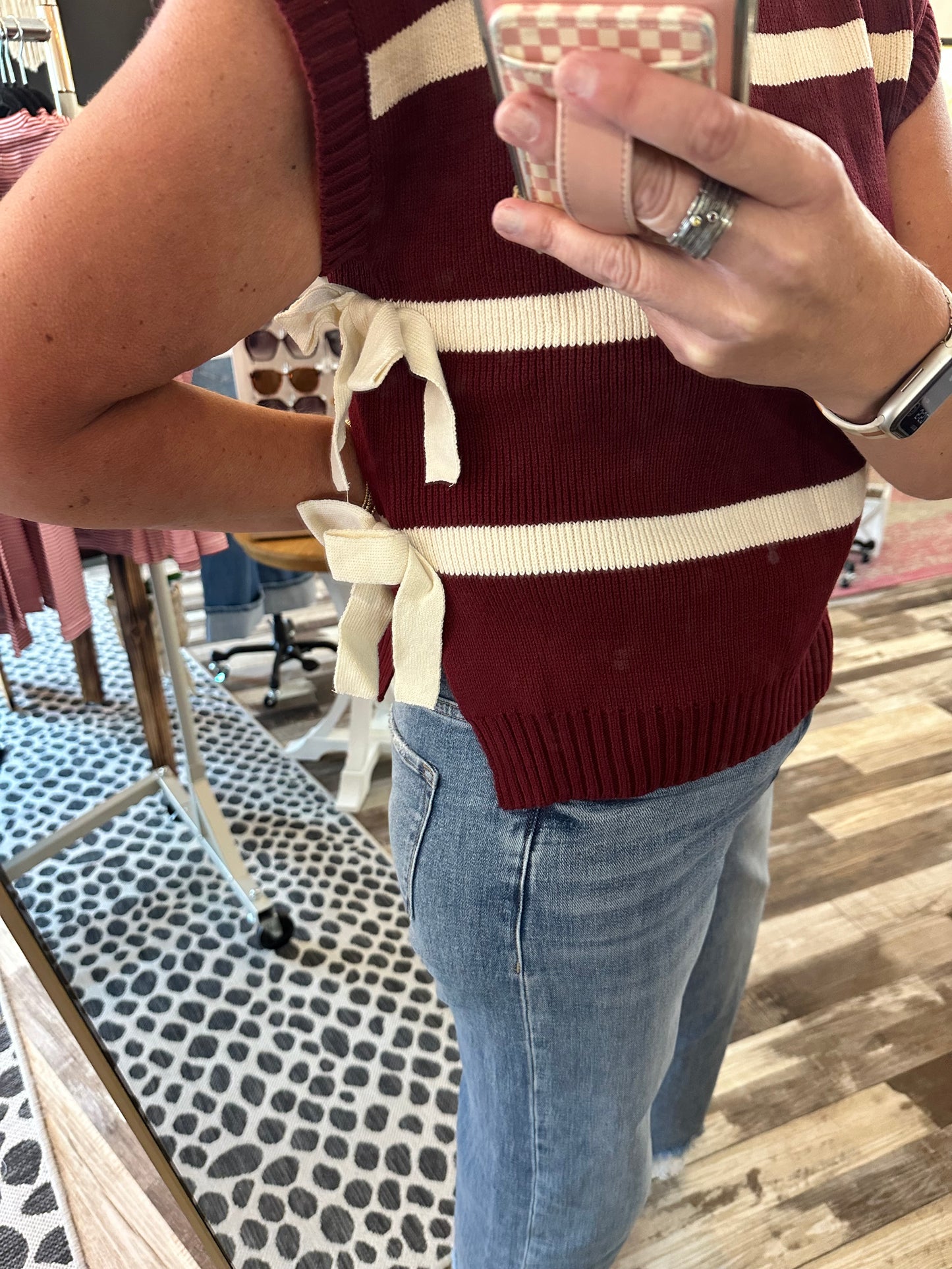 Susan Stripe Side Tie Sweater