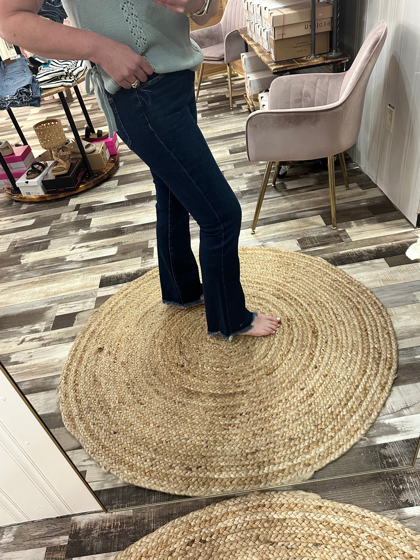 Lovervet High Rise Frayed Hem Bootcut Jeans