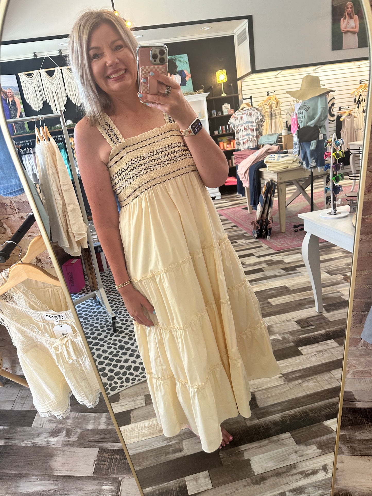 The Lynn Smocked Tier Midi Dress