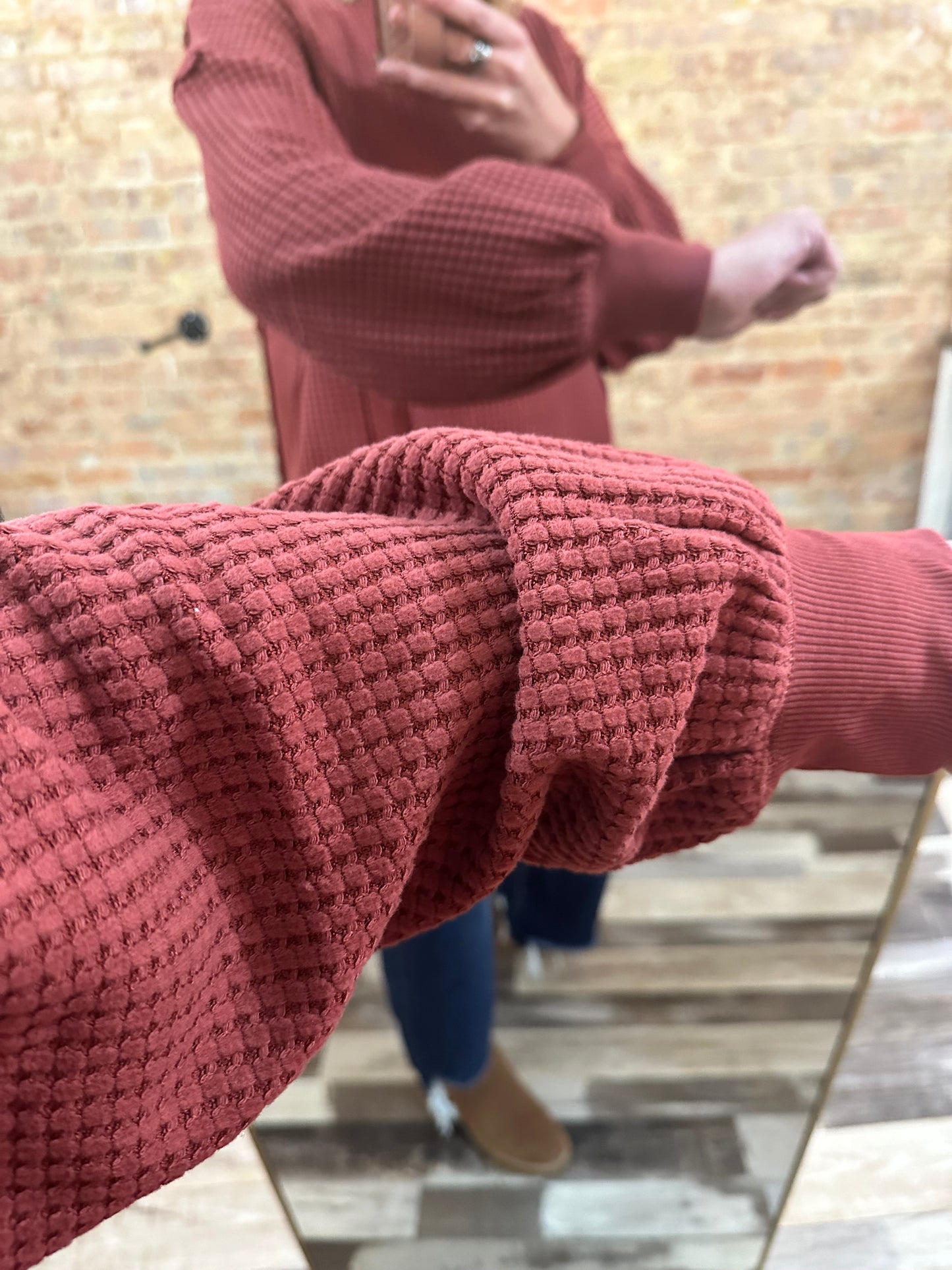 Oversized Waffle Knit Casual Top