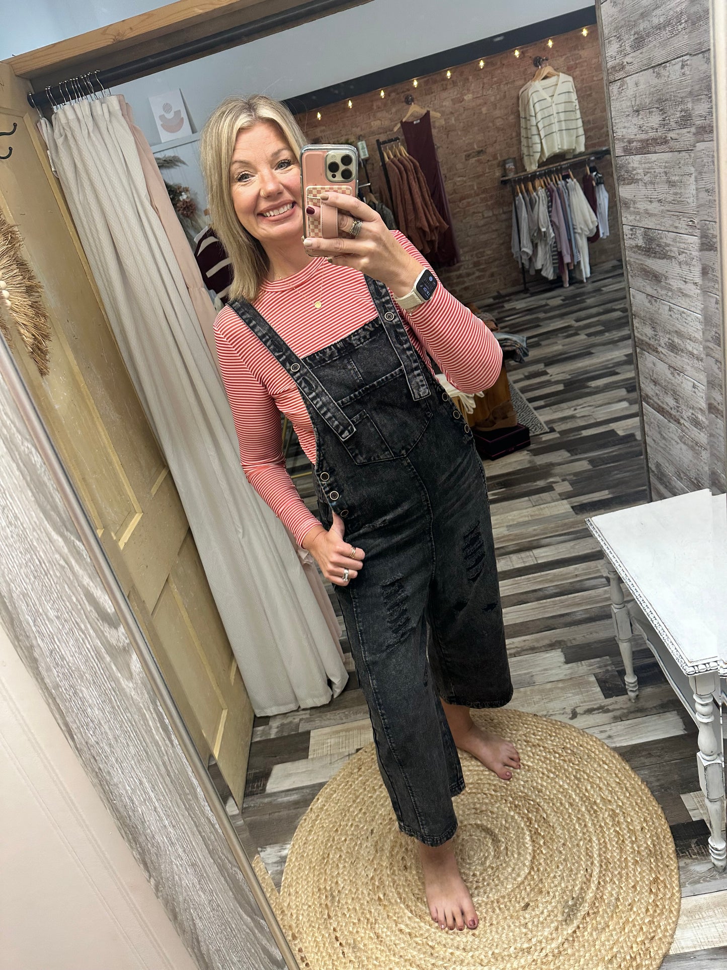 The Layla Distressed Wide Leg Denim Bibs