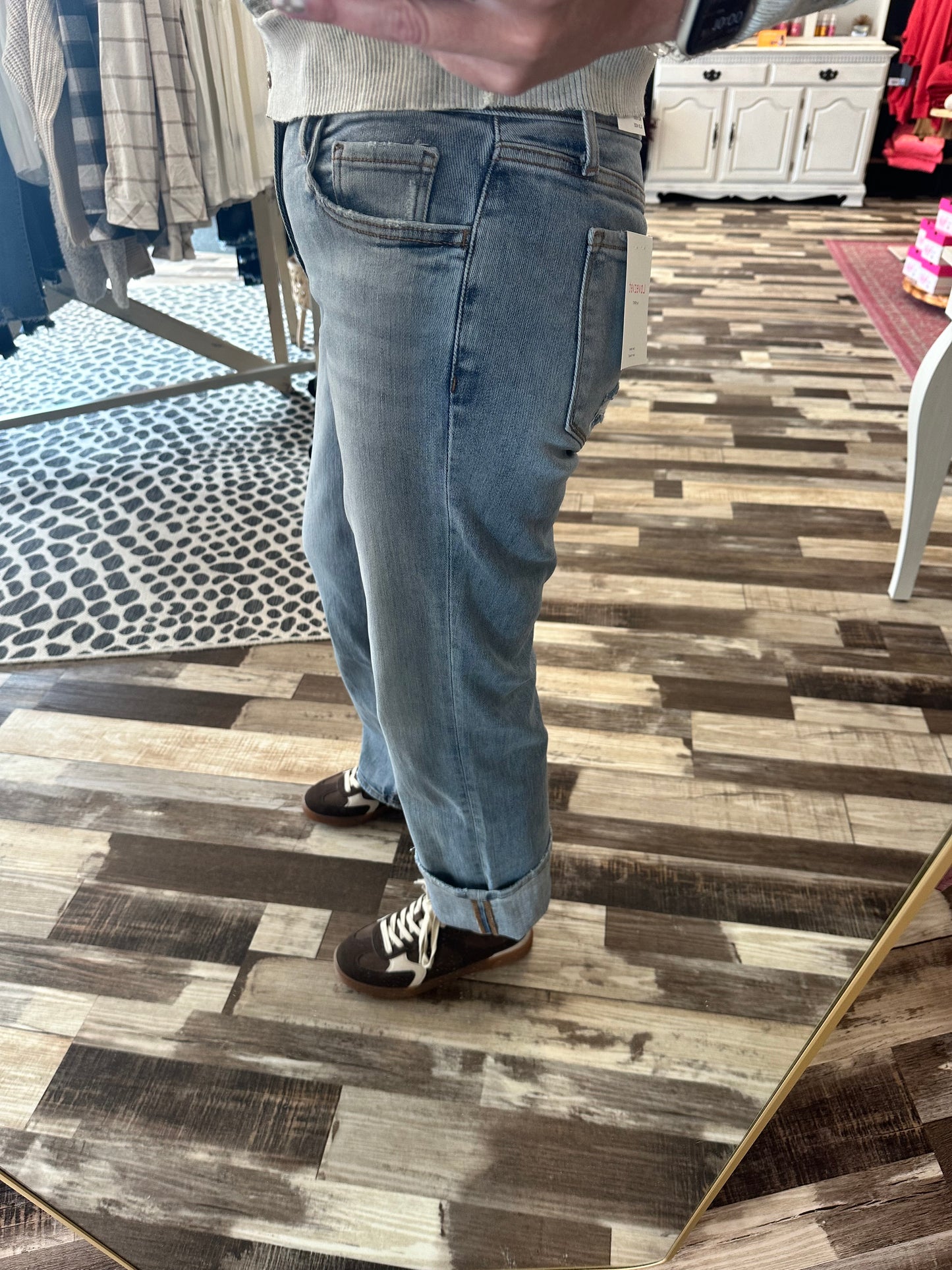 Lovervet Tummy Control Mid Rise Slim Wide Jeans