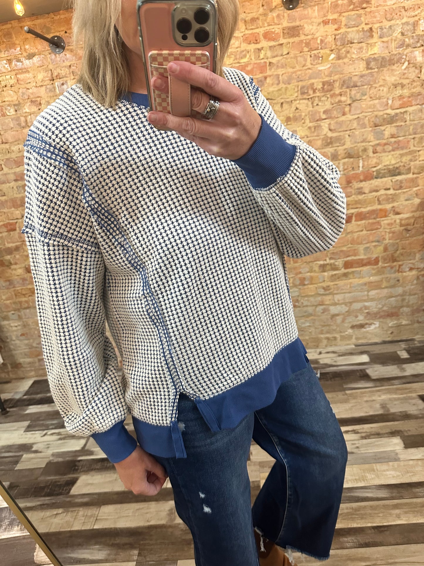 Oversized Waffle Knit Casual Top