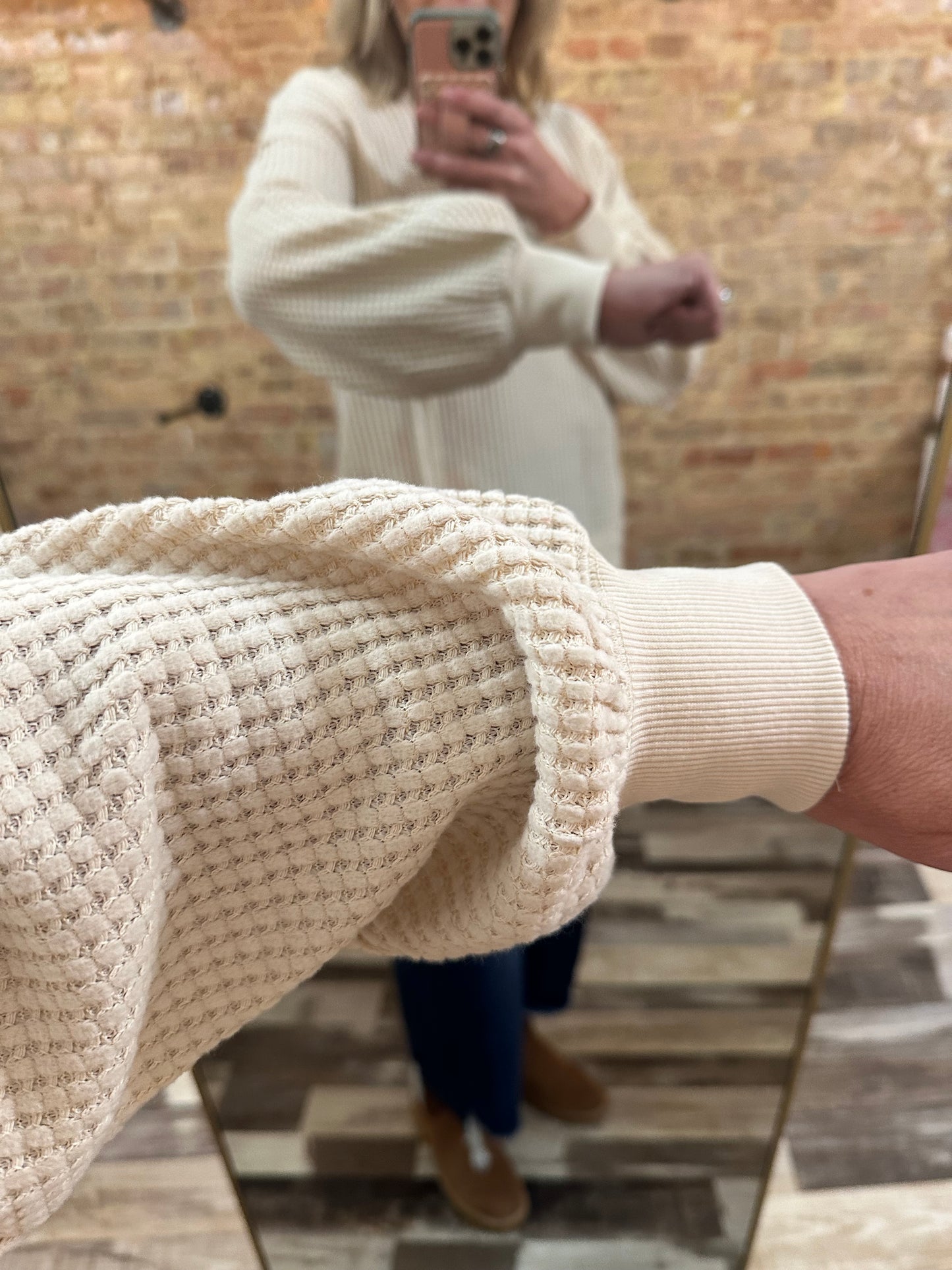 Oversized Waffle Knit Casual Top
