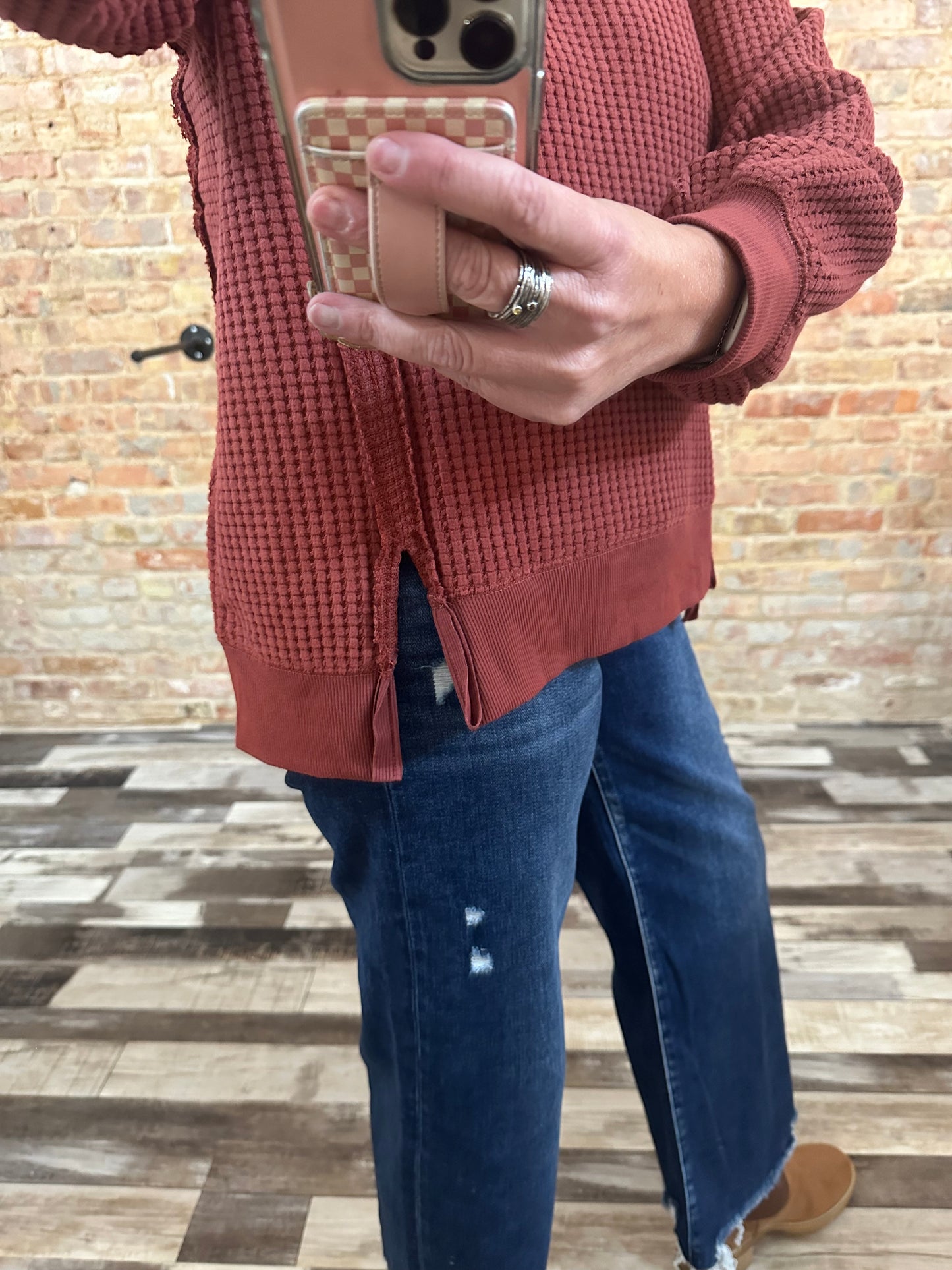 Oversized Waffle Knit Casual Top