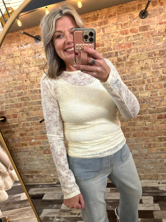 The Lyla Floral Jacquard Comfy Stretch Knit Top