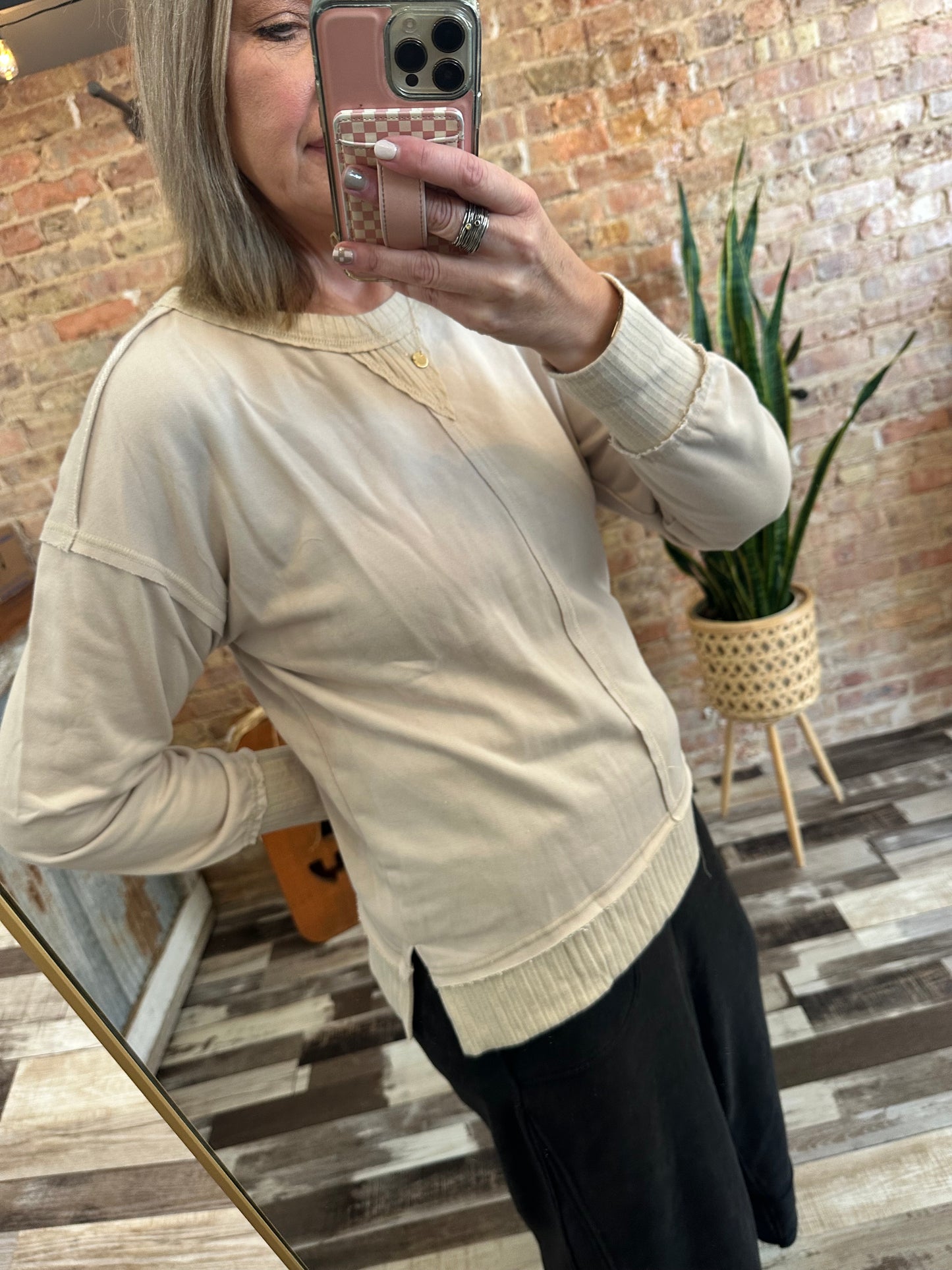 The Tori Rib Contrasted French Terry Top