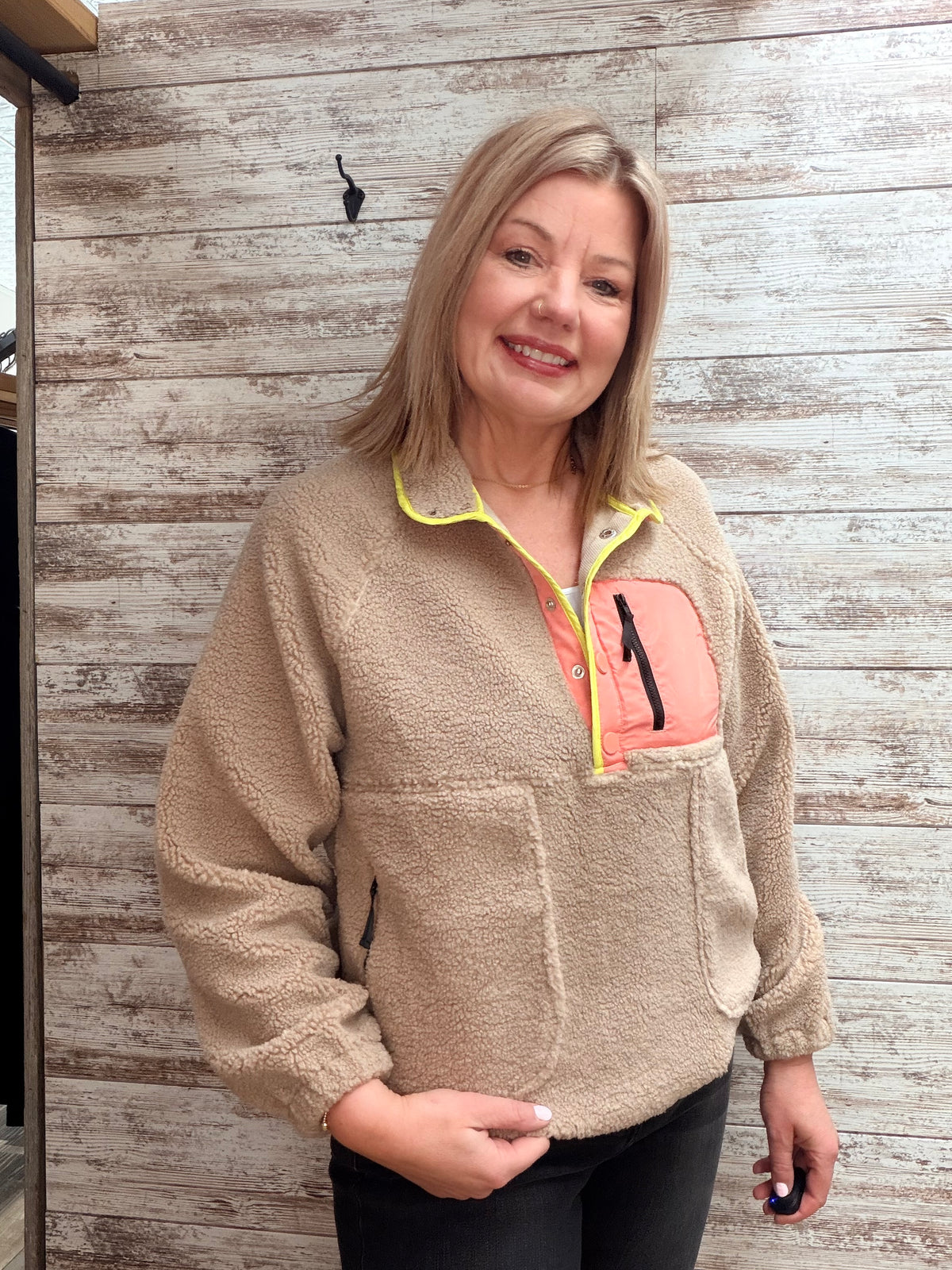Free People Dupe Colorblock Fleece Pullover