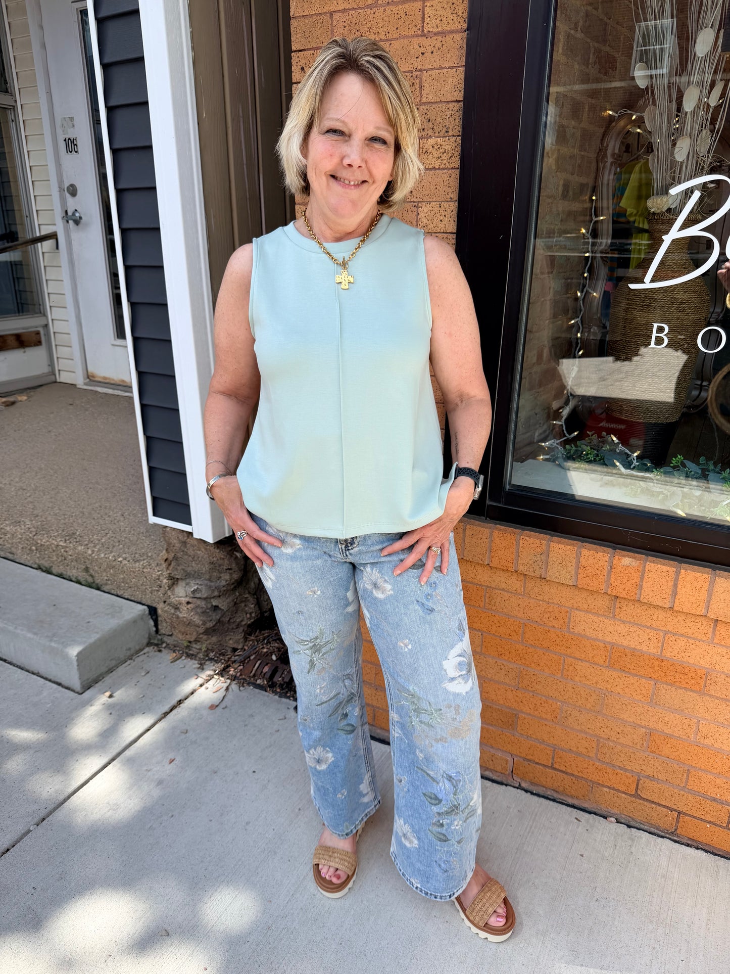 The Addi Buttery Soft Brushed Modal Round Neck Sleeveless Swing Top
