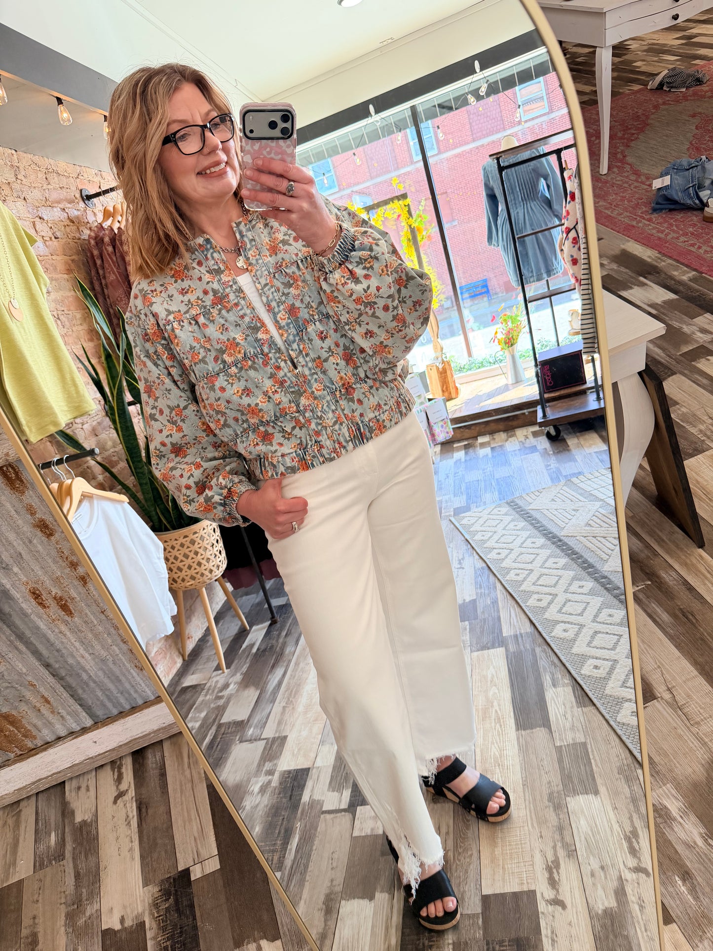 Washed Vintage Floral Denim Tiered Jacket