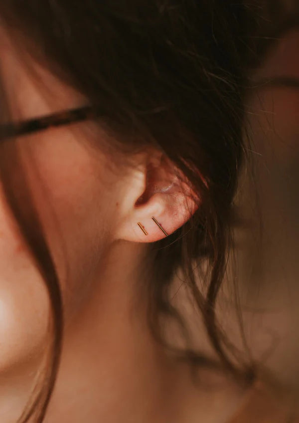 Tiny Bar Studs | 14kt Gold Fill