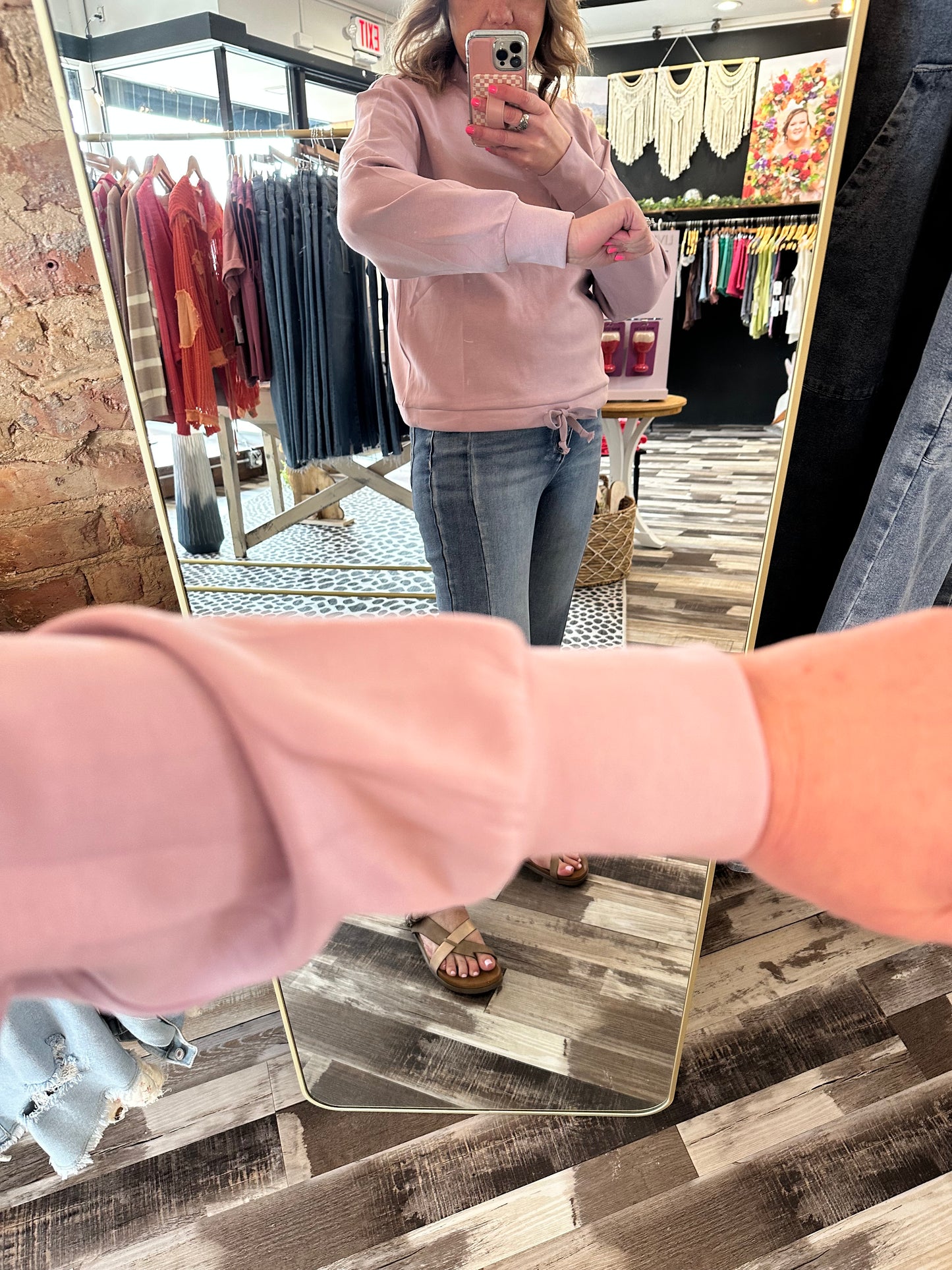 Drawstring Waist Mock Neck Top