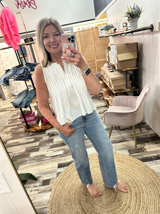 KanCan Mid Rise Destroyed Hem Straight Jeans