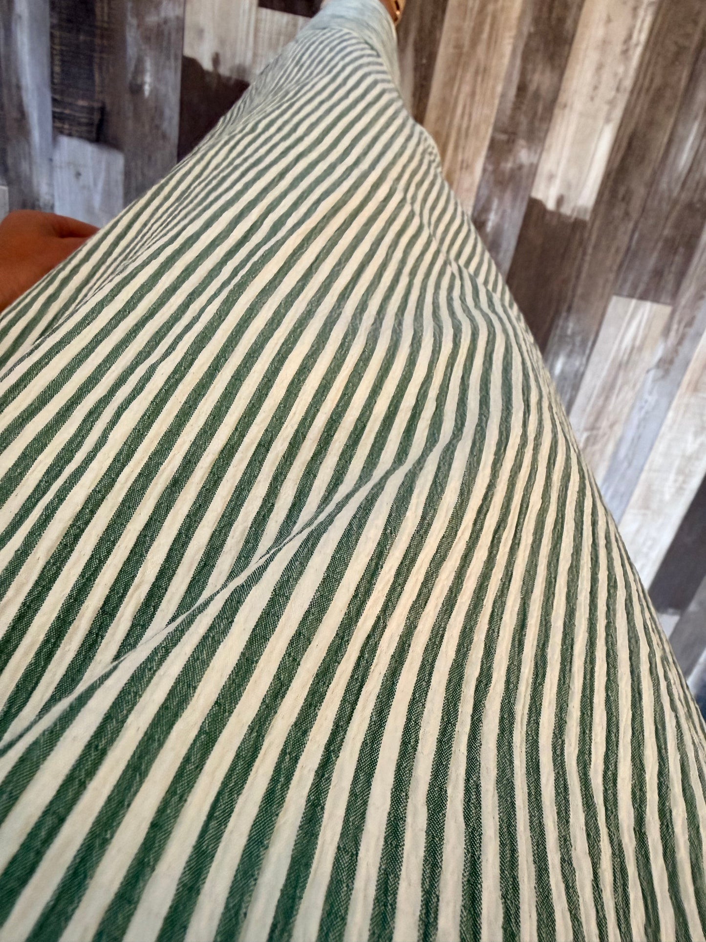 Embroidered Smocked Striped Tunic Maxi Dress