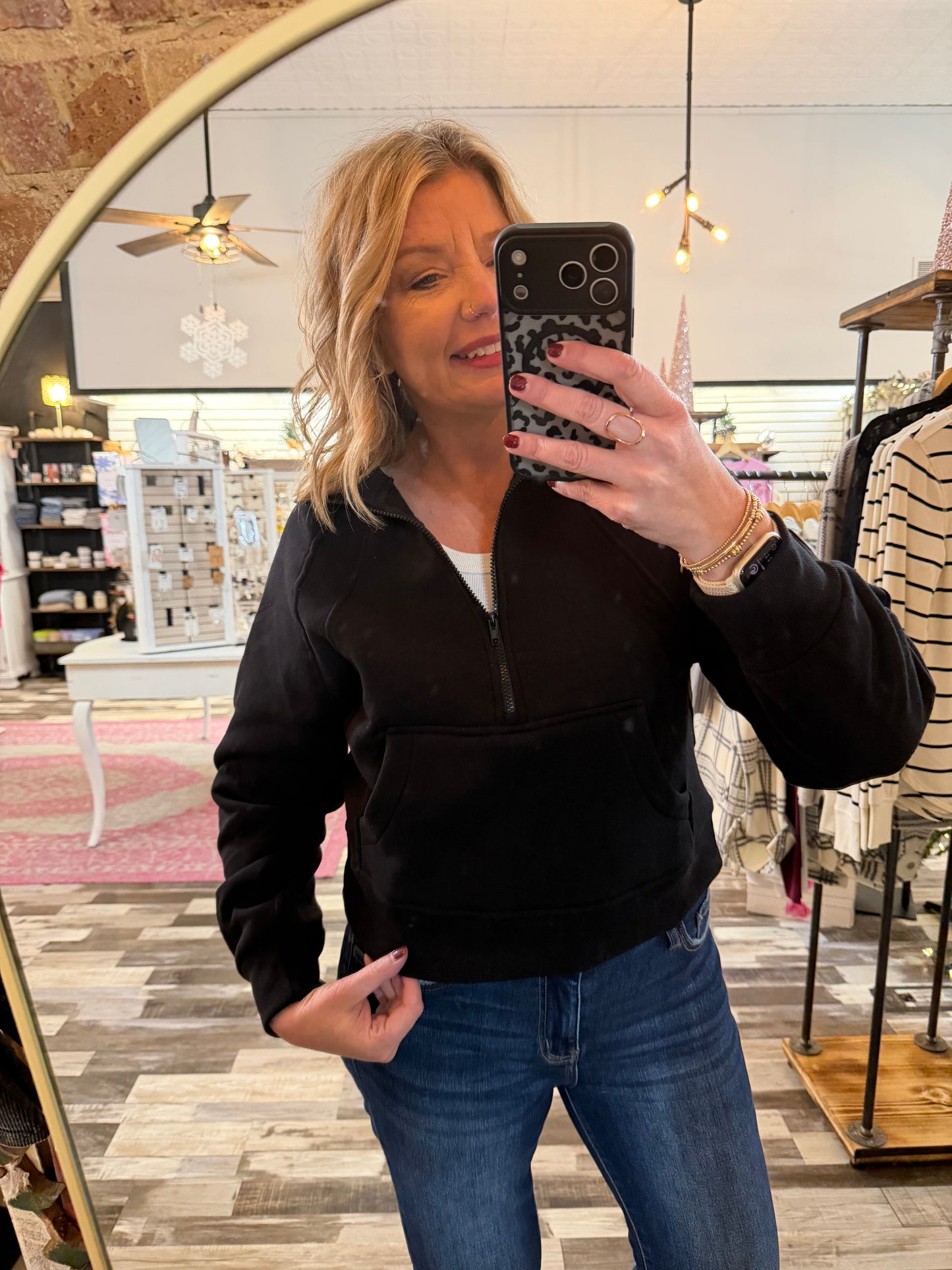 Cozy Half Zip Kangaroo Pocket Pullover