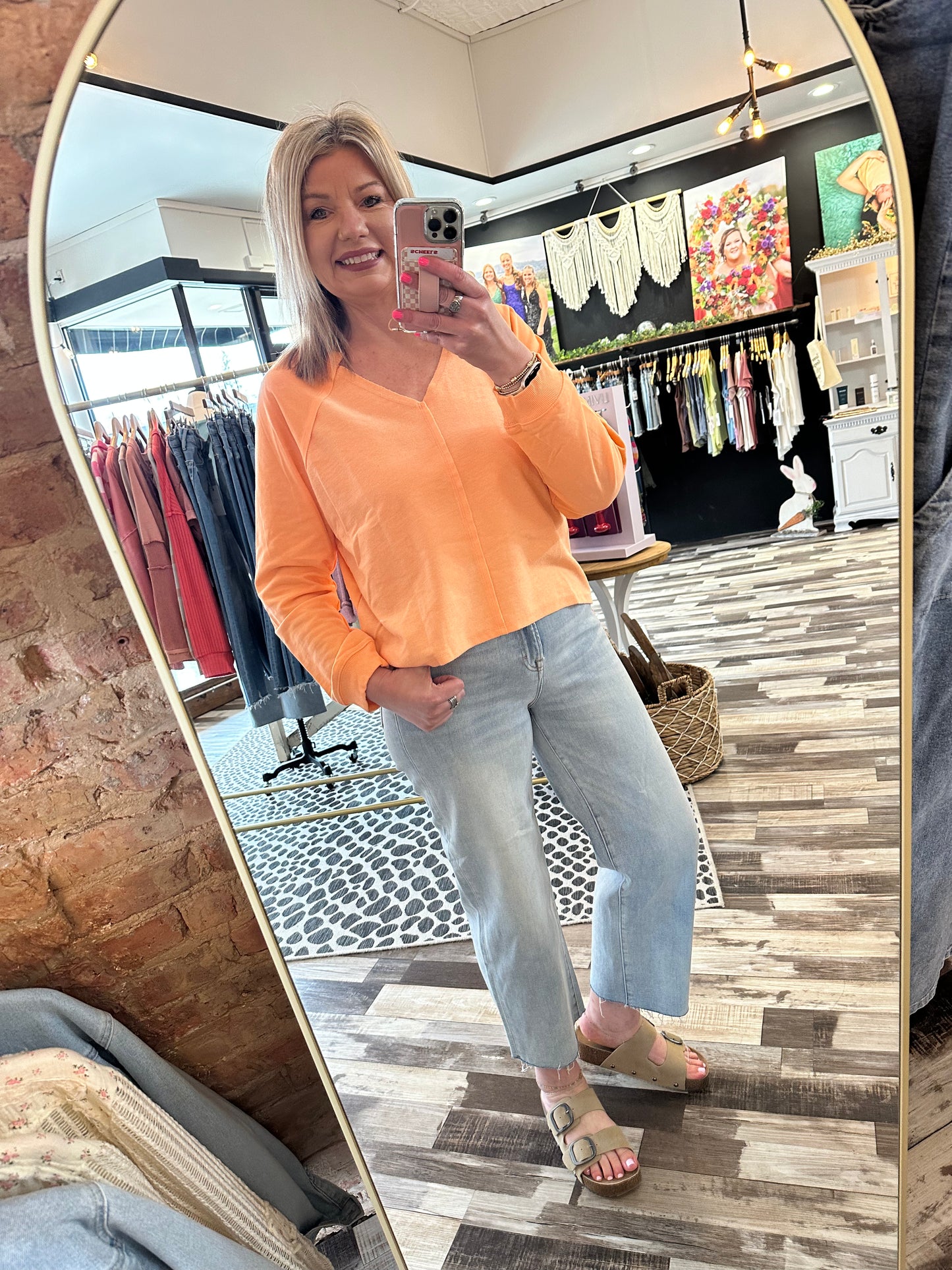 V-Neck Asymmetrical Hem Loose Fit Sweatshirt