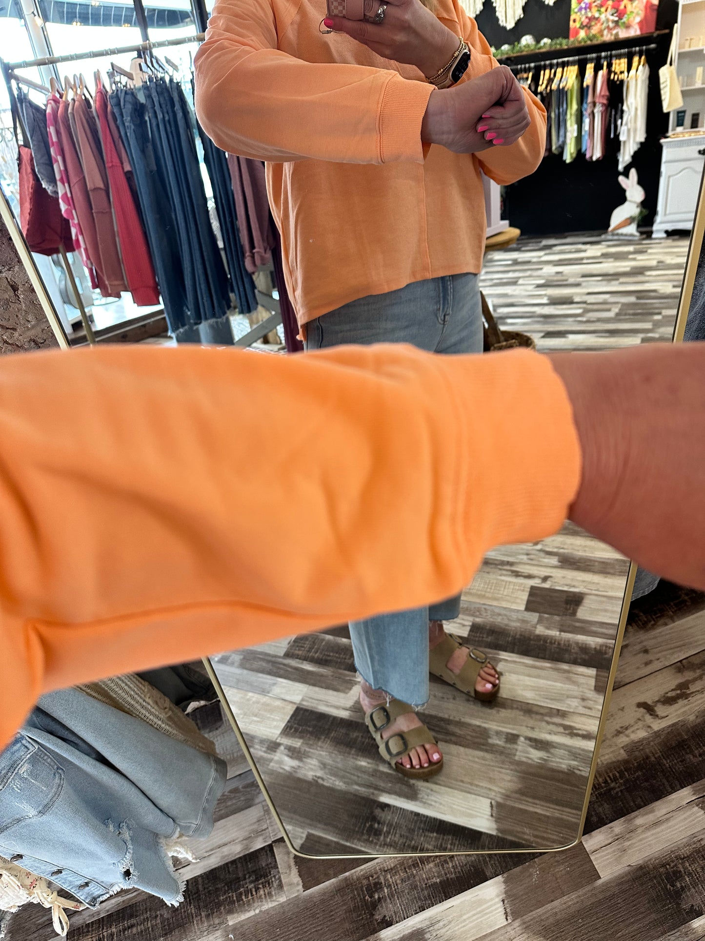 V-Neck Asymmetrical Hem Loose Fit Sweatshirt