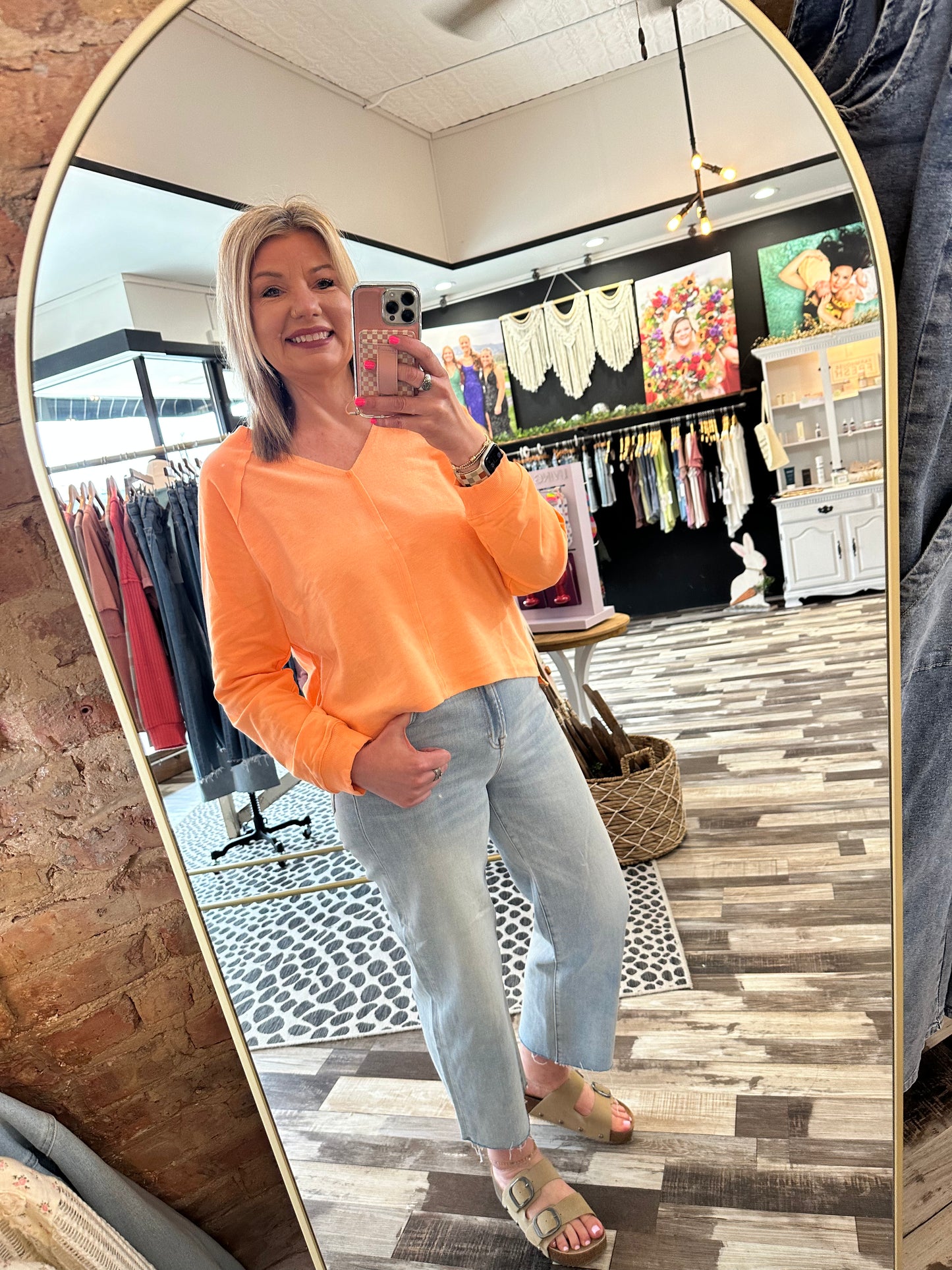 V-Neck Asymmetrical Hem Loose Fit Sweatshirt