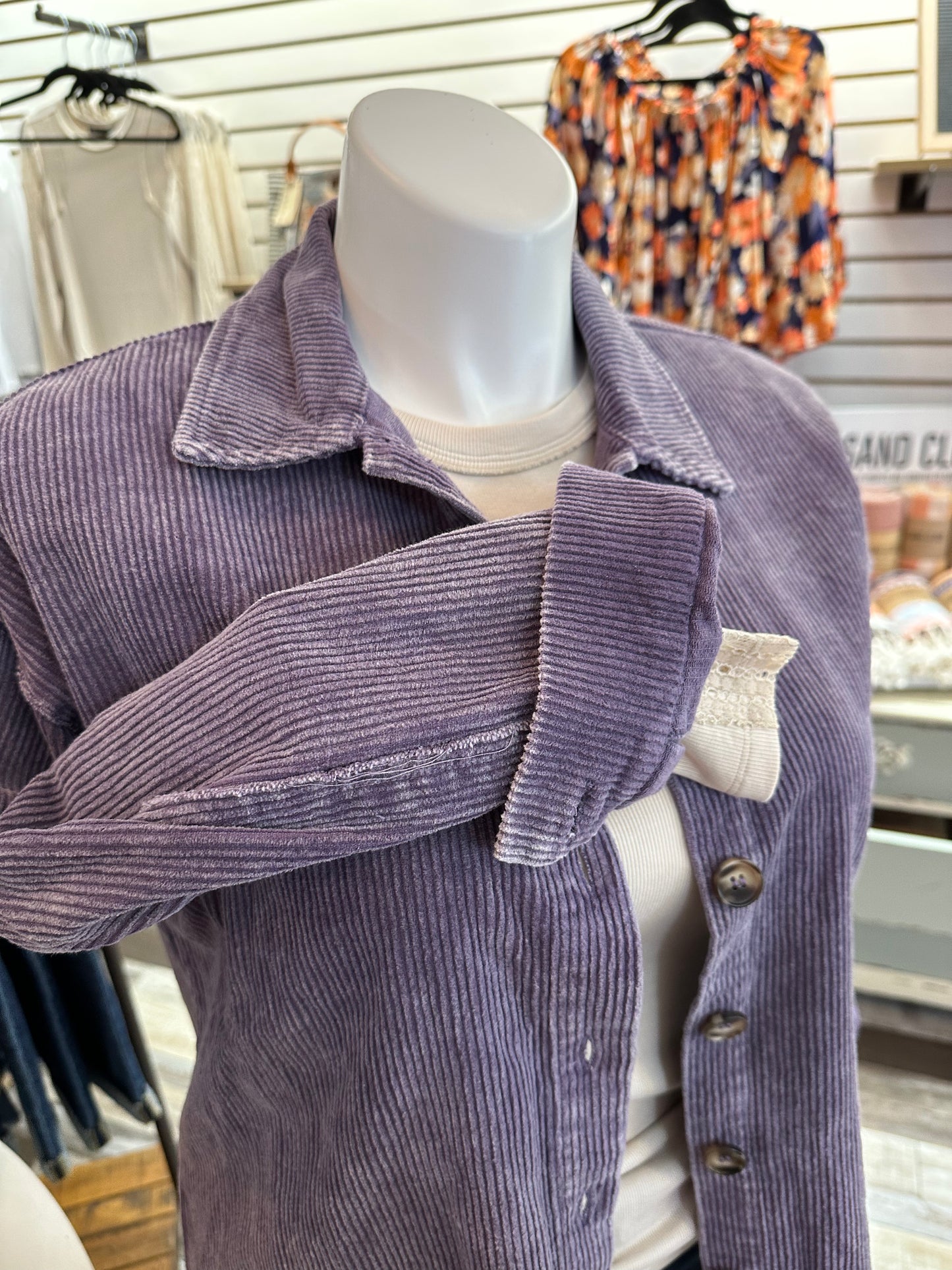 Vintage Washed Corduroy Button Down Shacket