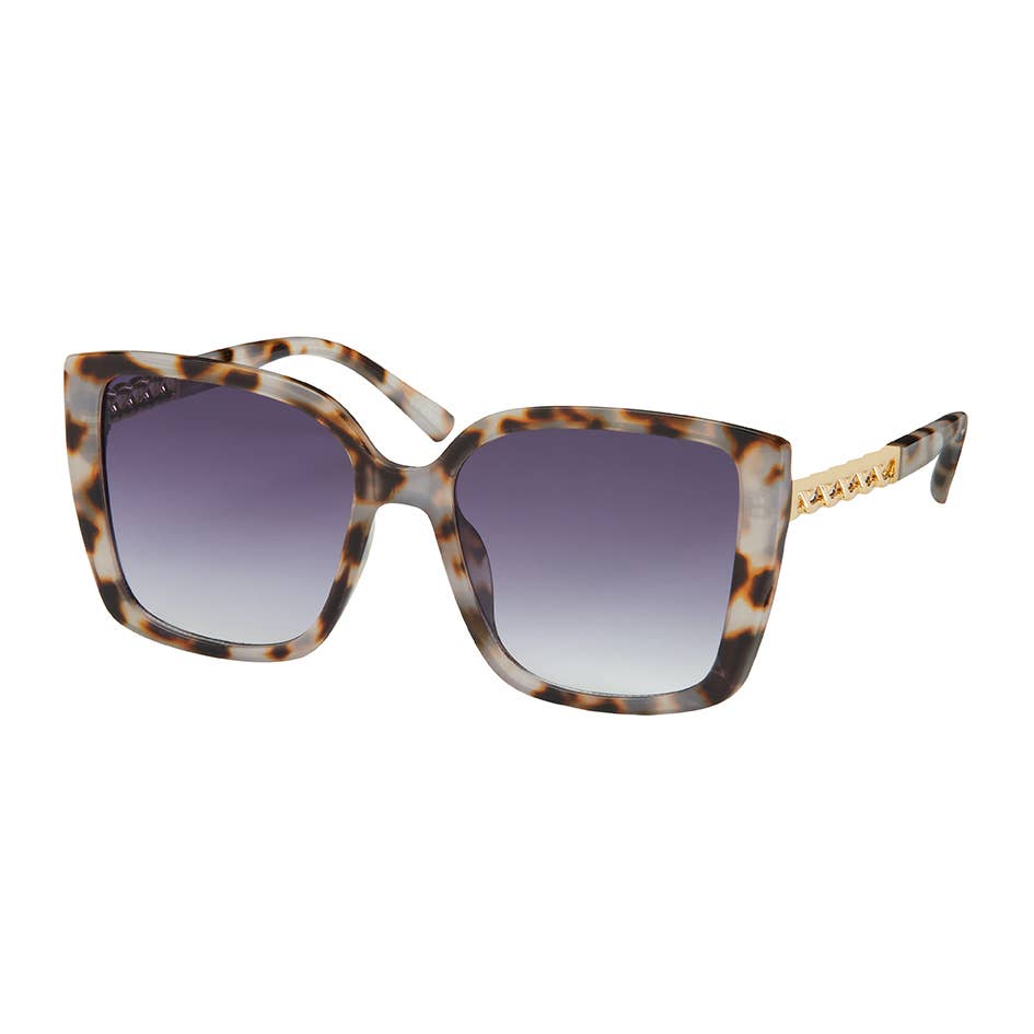 1236 NEW - Jade- O/S Square Chain Temple Sunglasses