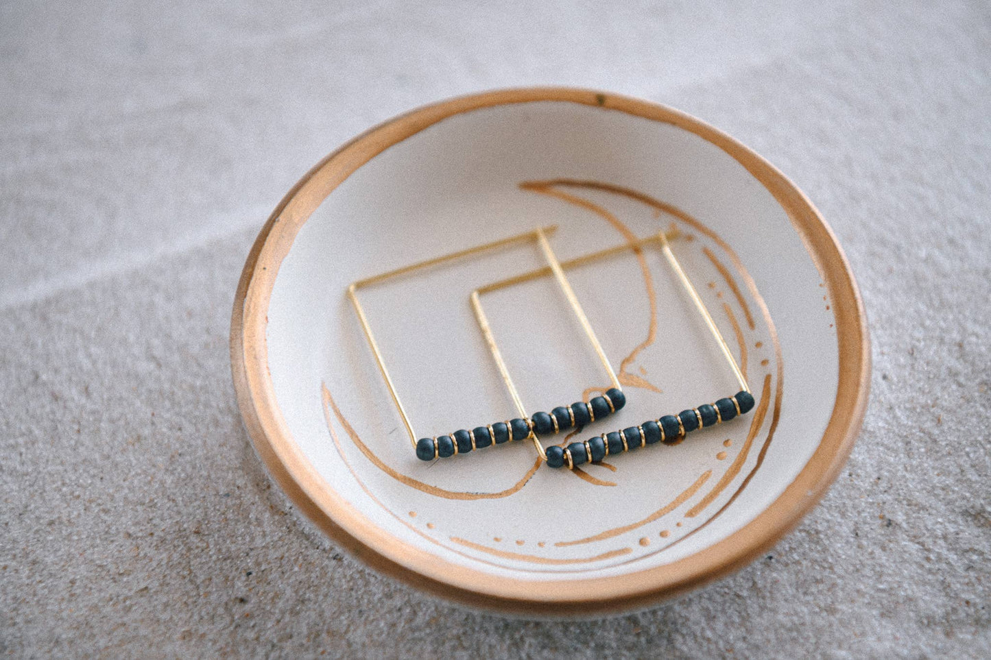 Gold Plated Beaded Square Hoop Earrings