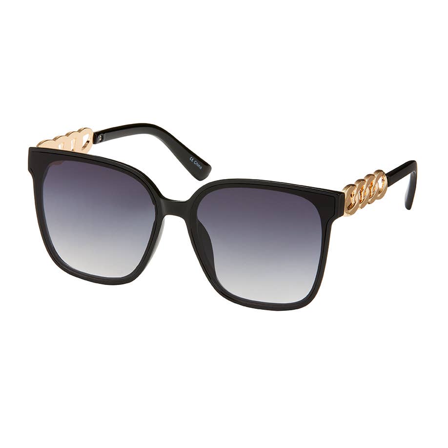 1335 Jade - Oversized W/Metal Design Sunglasses