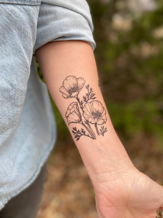 Golden Poppy Temporary Tattoo