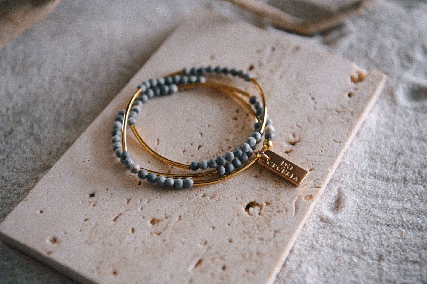 Gemstone and Gold Plated Triple Wrap Bracelets
