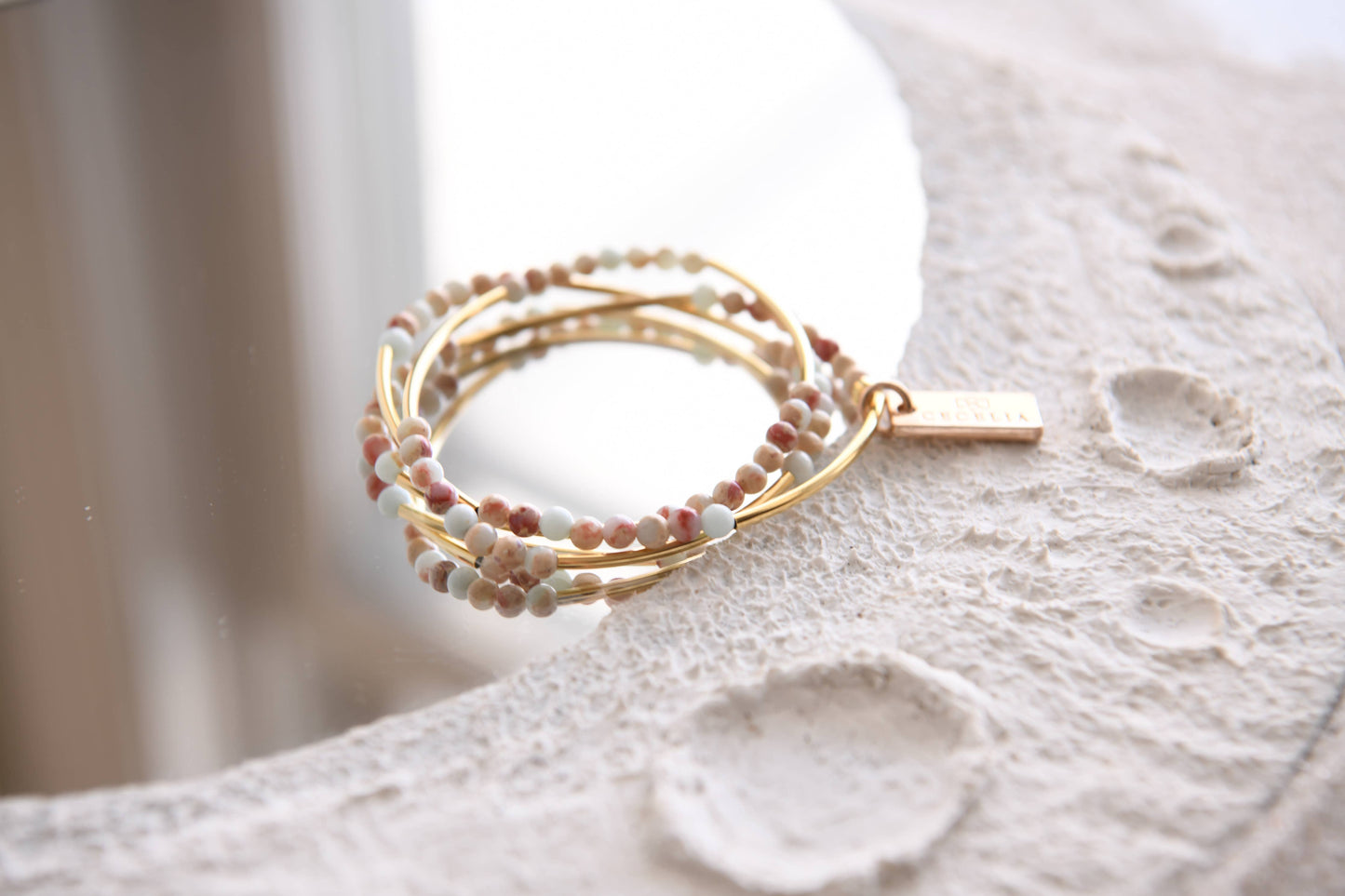 Gemstone and Gold Plated Triple Wrap Bracelets