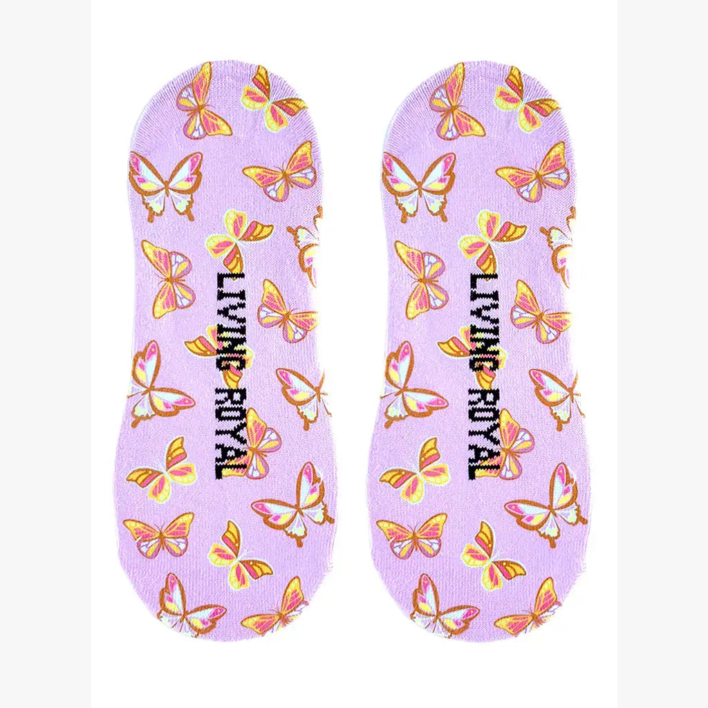 No-Show Liner Socks - Butterflies - Pink