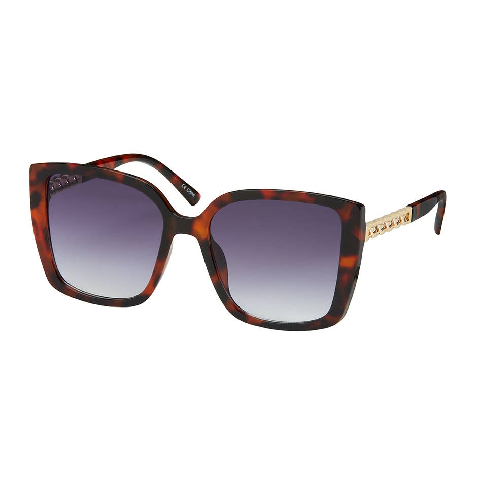 1236 NEW - Jade- O/S Square Chain Temple Sunglasses