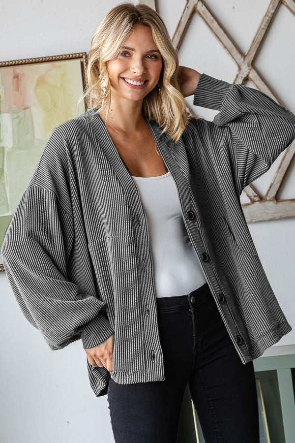 Button Front Open Knit Cardigan