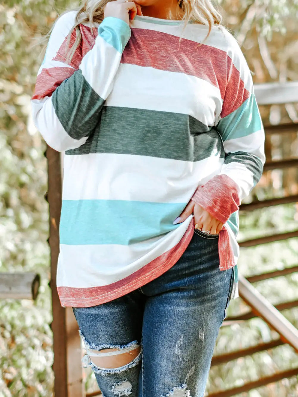 Stripe Colorblock Pullover